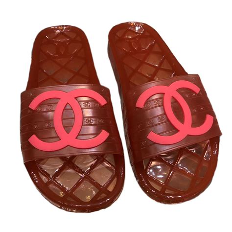 chanel jelly sandals slides replica|Chanel sandals real real.